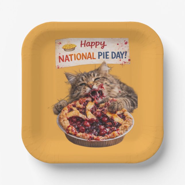 Plato De Papel National Pie Day Cat Plates (Anverso)