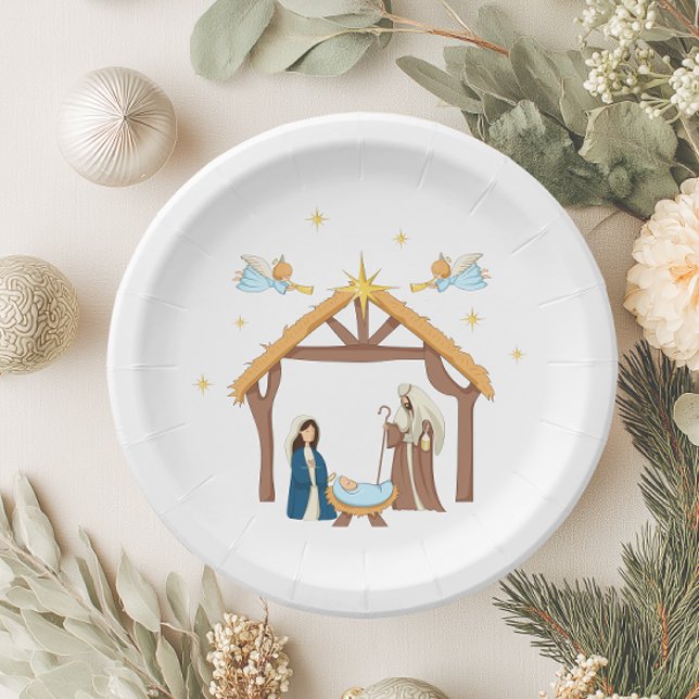 Plato De Papel Natividad de los Navidades bonitos (Nativity Christmas Plate)