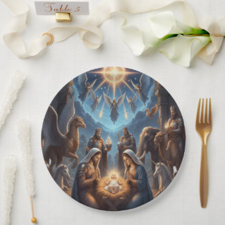 Plato De Papel Nativity Scene Christmas Plate – Holy Night Décor