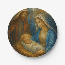 Plato De Papel Nativity Stained Glass Mosaic | Holy Family