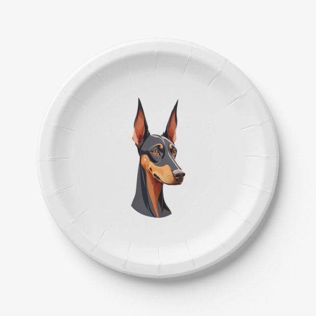 Plato De Papel Natural Ear Doberman (Anverso)