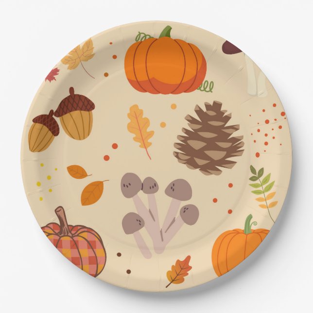 Plato De Papel Naturaleza de otoño (Anverso)