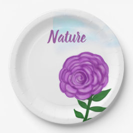 Plato De Papel Naturaleza Flor púrpura