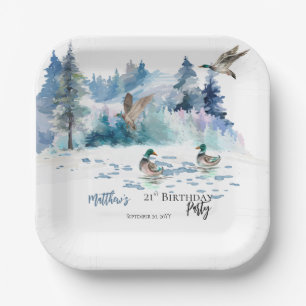 Plato De Papel Naturaleza forestal de Woodland 21ª Fiesta de cump
