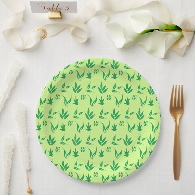 Plato De Papel naturaleza verde hogar hojas plantas jardín (Boda)