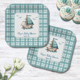 Plato De Papel Náutica azul Náutica "Oh, bebé", placas para Fiest