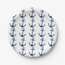Nautical Anchor Navy Modern Boy Baby Shower Plate