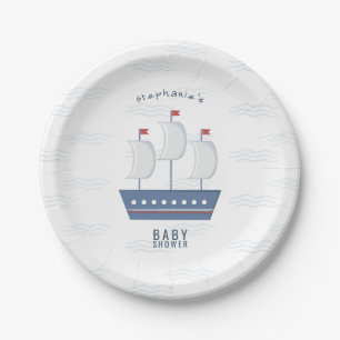 Plato De Papel Nautical Baby Boy Baby Shower