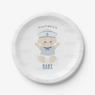 Plato De Papel Nautical Baby Boy Baby Shower