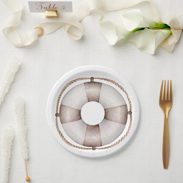 Plato De Papel Nautical Baby Shower Lifesaver (Boda)