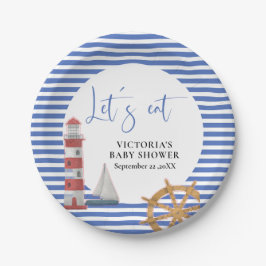 Plato De Papel Nautical Blue Baby Shower