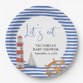 Plato De Papel Nautical Blue Baby Shower
