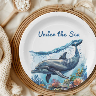 Plato De Papel Nautical Blue Boy Under Sea Baby Shower