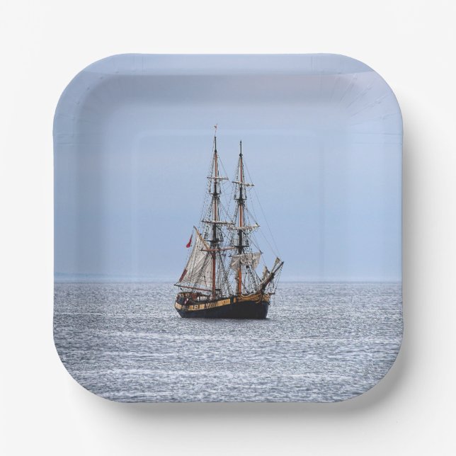 Plato De Papel Nautical Fishing Boys Blue Skies (Anverso)