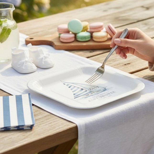 Plato De Papel Nautical fun  "Nauti-Bouy" Sailboat baby shower (Subido por el creador)