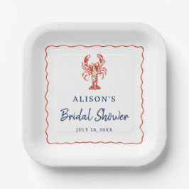 Plato De Papel Nautical Lobster Coastal Bridal Shower