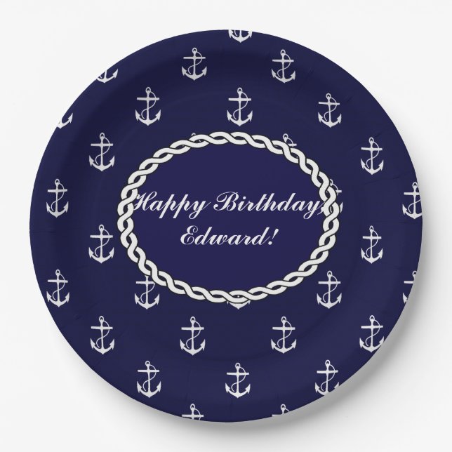 Plato De Papel Nautical Opus Posh Anchor (Anverso)