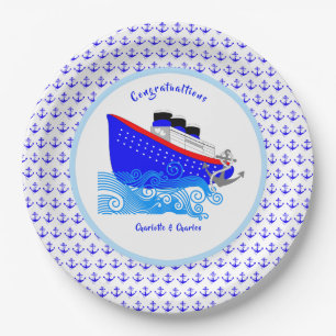 Plato De Papel Nautical Personalizada de cruceros