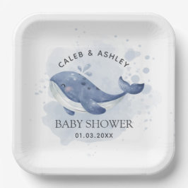 Plato De Papel Nautical Whale Baby Shower Paper Plate