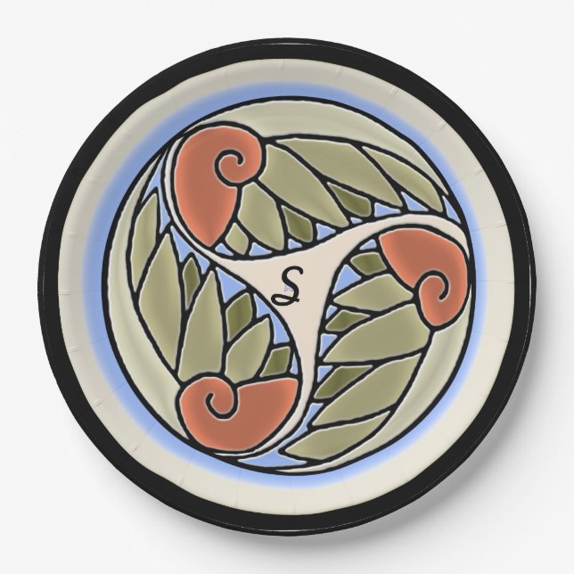 Plato De Papel Nautilus Monogrammed (Anverso)