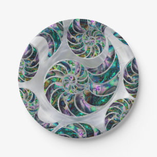 Plato De Papel Nautilus Shell Abalone y Pearl