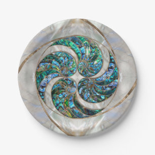 Plato De Papel Nautilus Shell - Abalone y Pearl