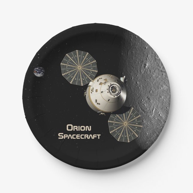 Plato De Papel Nave espacial Orion en órbita lunar (Anverso)