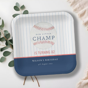 Plato De Papel Navegue nuestro pequeño campeón de béisbol de cual