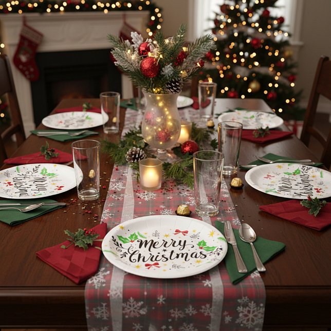 Plato De Papel Navidad Alegre Festiva   (Subido por el creador)