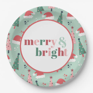 Plato De Papel Navidad Alegre y Brillante