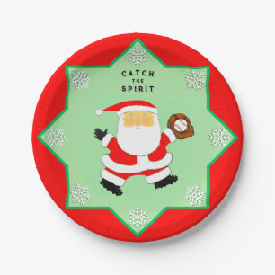 Plato De Papel Navidad béisbol