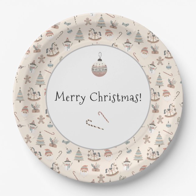 Plato De Papel Navidad Boho Acogedora (Anverso)