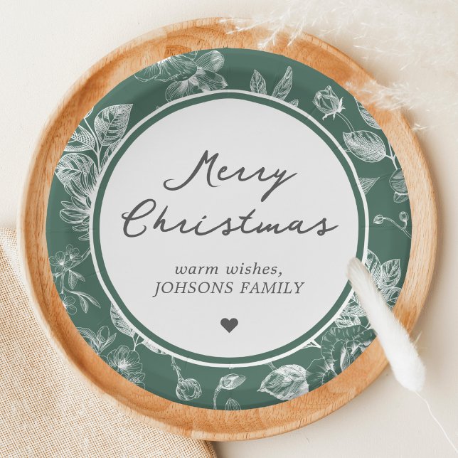 Plato De Papel Navidad Botánica (Christmas Family Holiday Paper Plate)