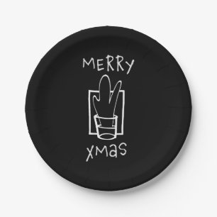 Plato De Papel Navidad Brillante