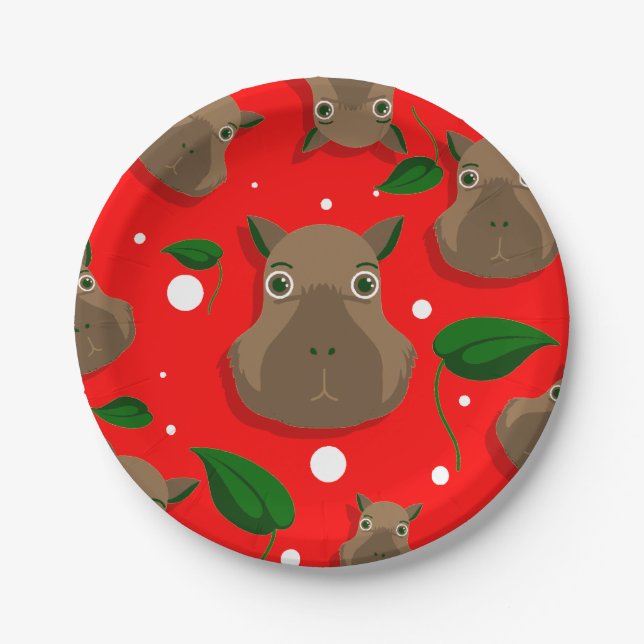 Plato De Papel navidad capybara (Anverso)