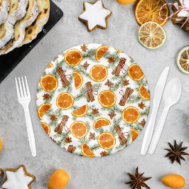 Plato De Papel Navidad Cítrico y Especiado Fiesta