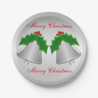 Plato De Papel Navidad coloreado plata de Belces de plata