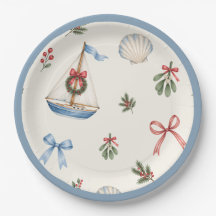 Navidad Costera Vela y Lazos Navideños 9''