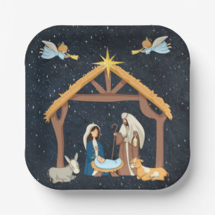 Plato De Papel Navidad cristiana del nacimiento