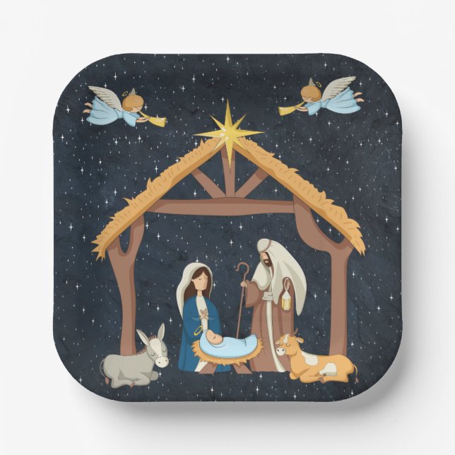 Plato De Papel Navidad cristiana del nacimiento (Anverso)