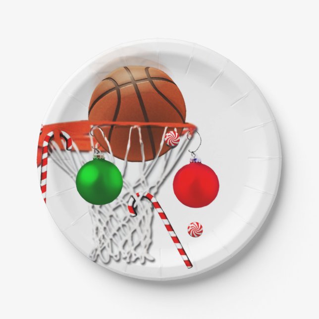 Plato De Papel Navidad de Baloncesto (Anverso)