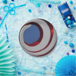 Plato De Papel Navidad de Glass Azul Blanco Rojo Patriótico
