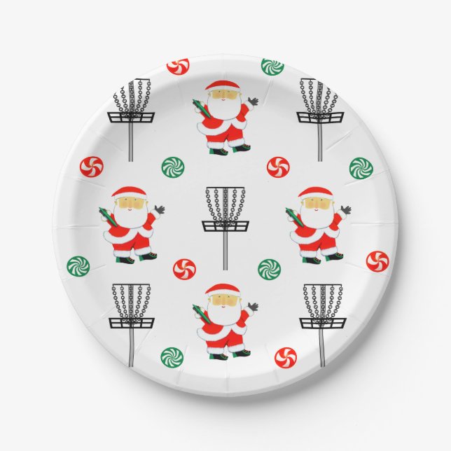 Plato De Papel Navidad de Golf con Disco (Anverso)