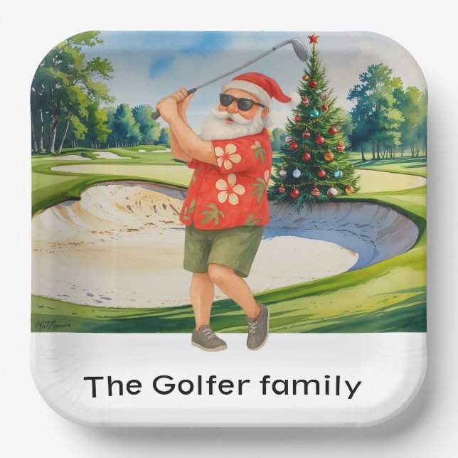 Plato De Papel Navidad de golf Verano Julio Hawaii temática de go (Anverso)