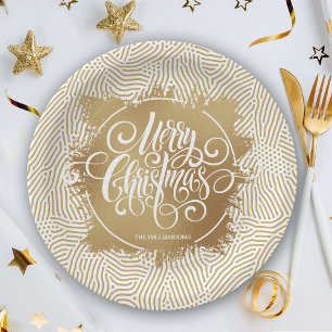 Plato De Papel Navidad de oro
