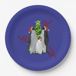 Plato De Papel Navidad de pingüino