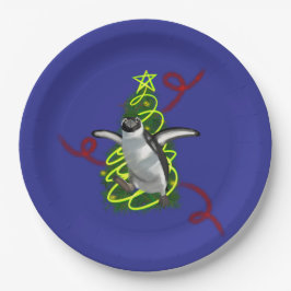 Plato De Papel Navidad de pingüino