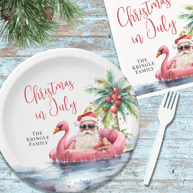 Plato De Papel Navidad de Playa en Julio (Beach Christmas In July Paper Plates)
