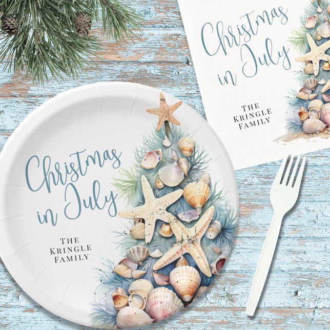 Plato De Papel Navidad de Playa en Julio (Beach Christmas In July Paper Plates)