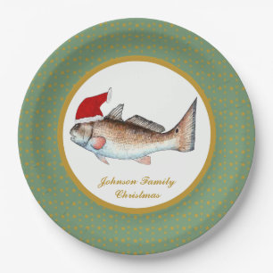 Plato De Papel Navidad de Santa de los salmones